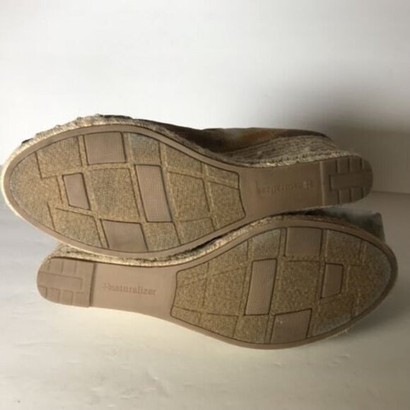 Naturalizer Womens Size 8M Wedge Espadrille Shoe Peep Toe Slip On Office Buckle - Picture 10 of 12